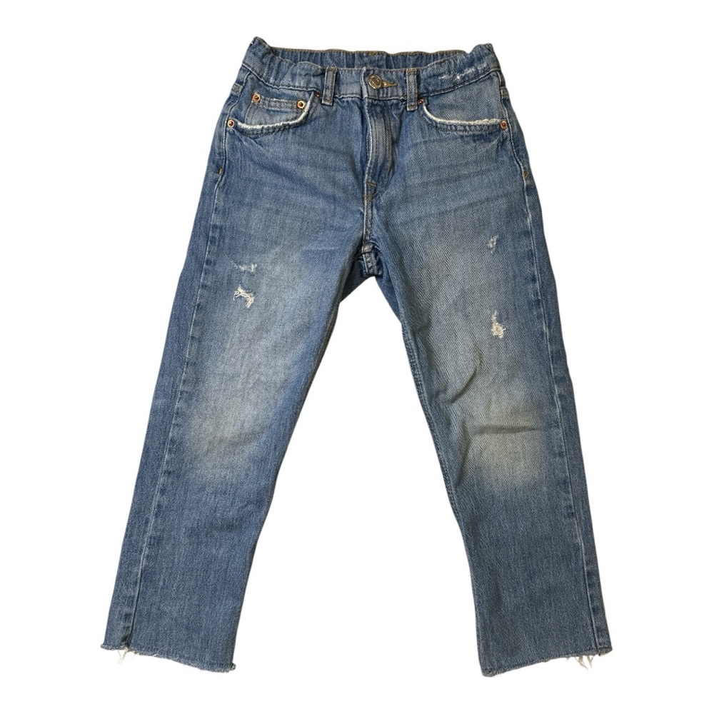 Zara Blue Distressed Jeans with Straight Leg